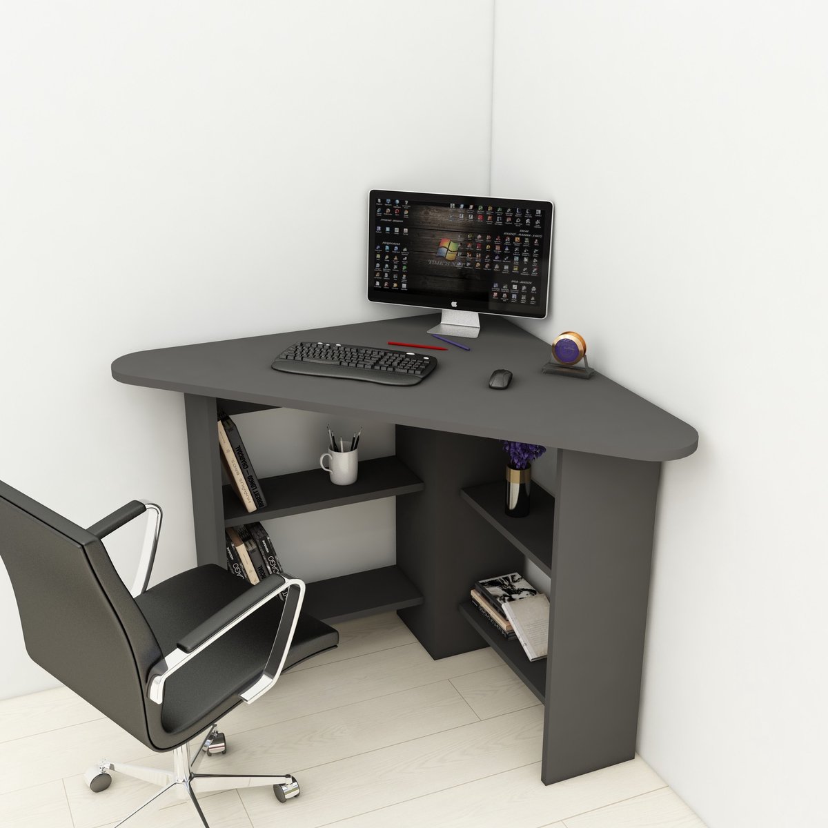 Asir - Bureau - Antraciet - 80 x 80 x 73,8 cm