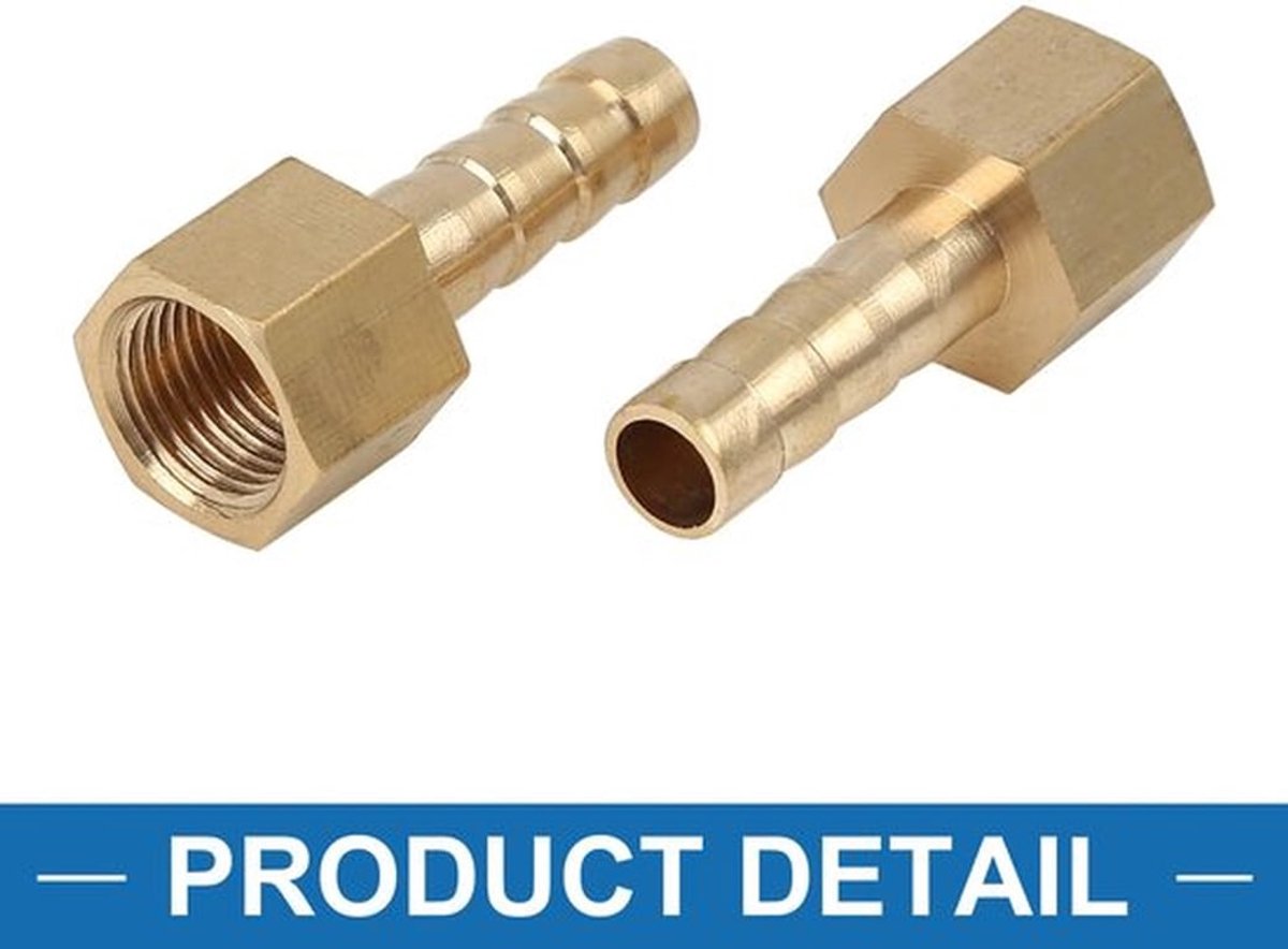 Barb-verbindingsstuk voor 6 mm messing slang - G 1/8 inch NPT vrouwelijk - set van 2 - luchtverbinding - brandstofwaterverbinding - duurzaam materiaal - Slangverbinder