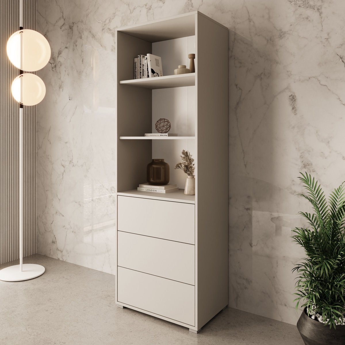 Meubella - Boekenkast Gideon - Beige - 60 cm