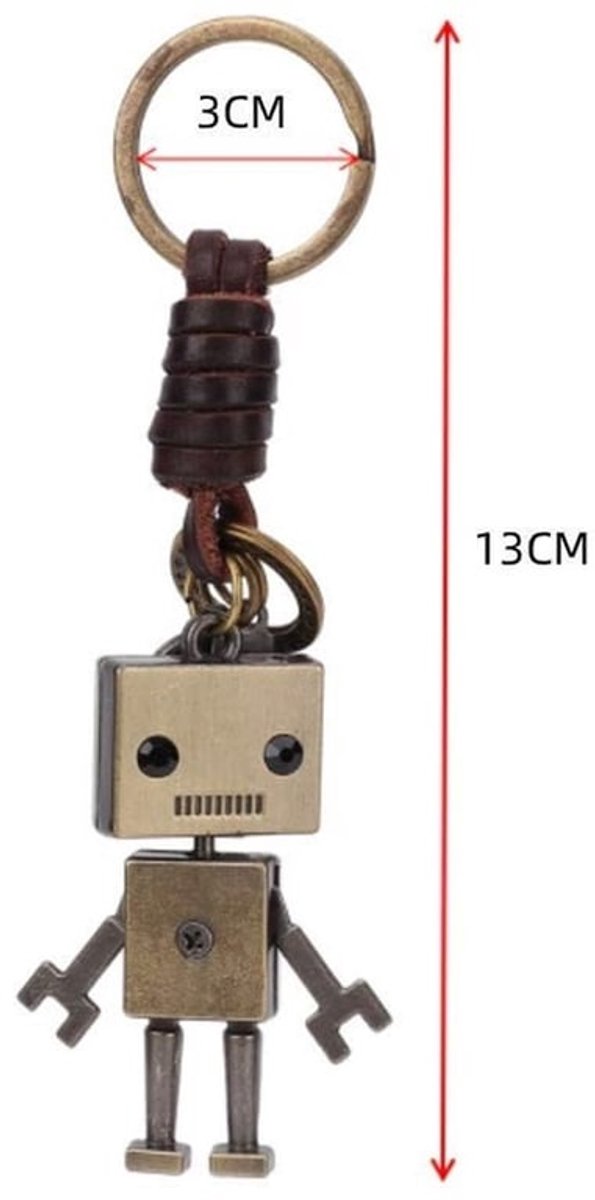 Sleutelhanger Retro Robot - Lederen Gevlochten Touw - Charme Ornament - Sleutelhanger Decoratie - Sleutelhanger Volwassenen - Uniek Ontwerp - Sleutelring