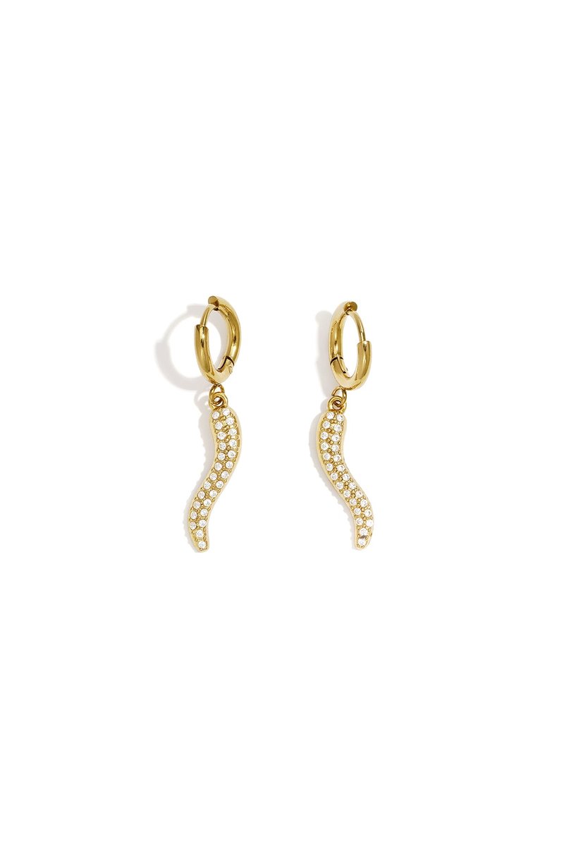 Vipera - Slang Oorbellen - Strass - Stainless Steel - - Zilver