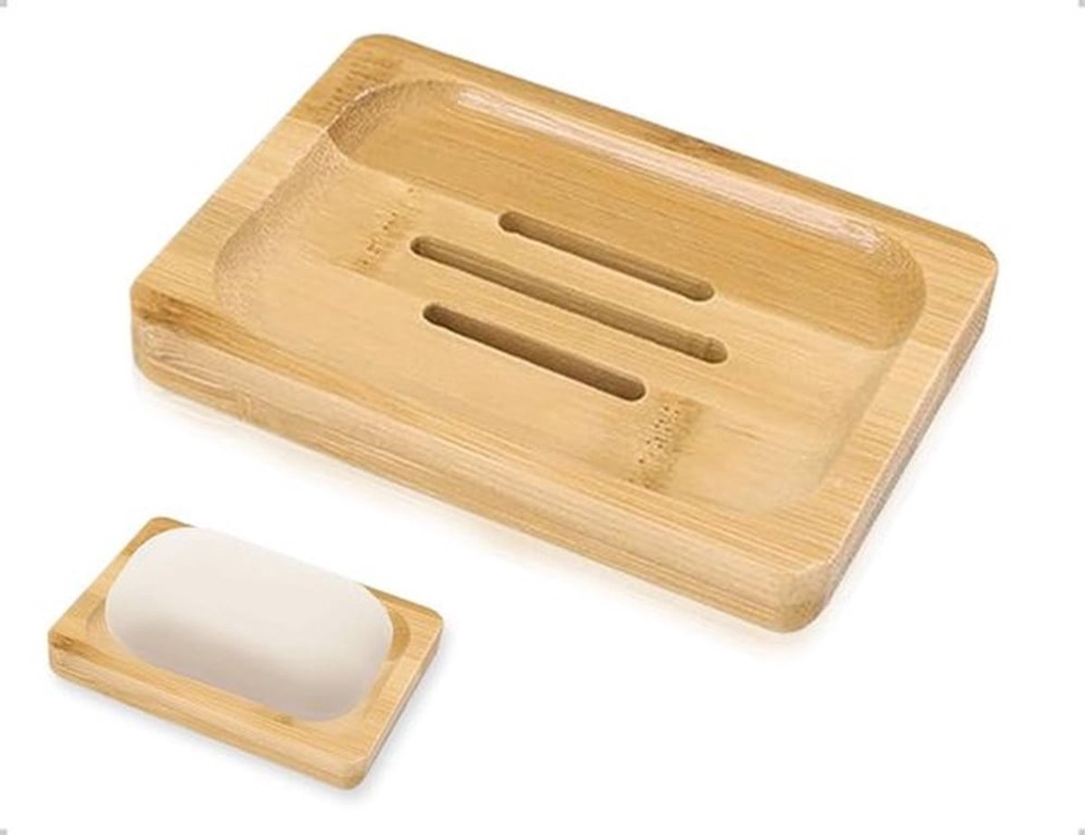 Zeepbakje Natuurlijk Hout - Zeepdoos met Afvoergat - Zeephouder - Badkameraccessoires - Keukenaccessoires - Afmeting 7,9 x 12 cm