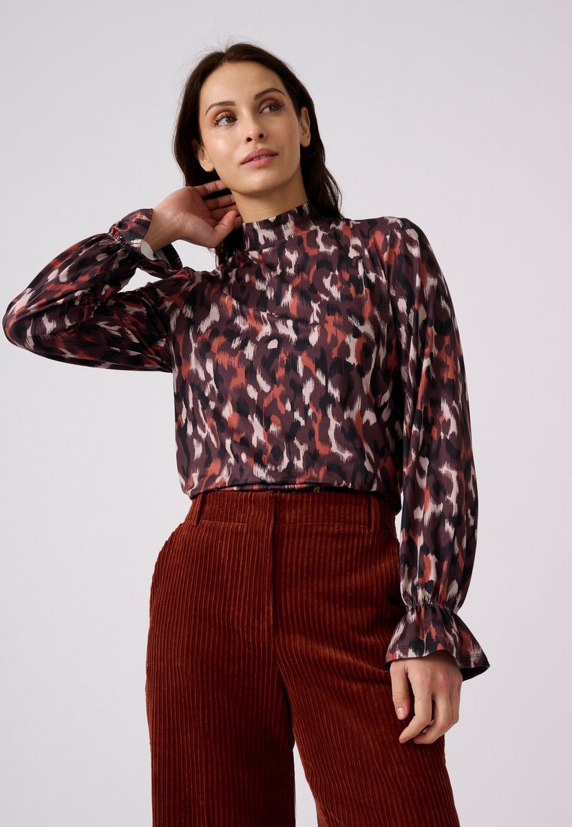 Damart - T-shirt met warme gebreide col - Dames - Bruin - L