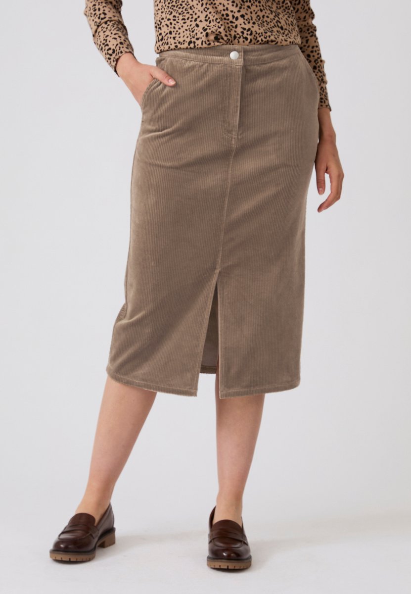 Damart - Rechte rok van ribfluweel - Dames - Beige - 44