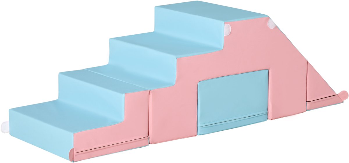 Klim - en glijspeelgoed voor kinderen - bevordert de motorische vaardigheden - kunstleer - EPE - schuim - 86x49x47 cm - roze+blauw