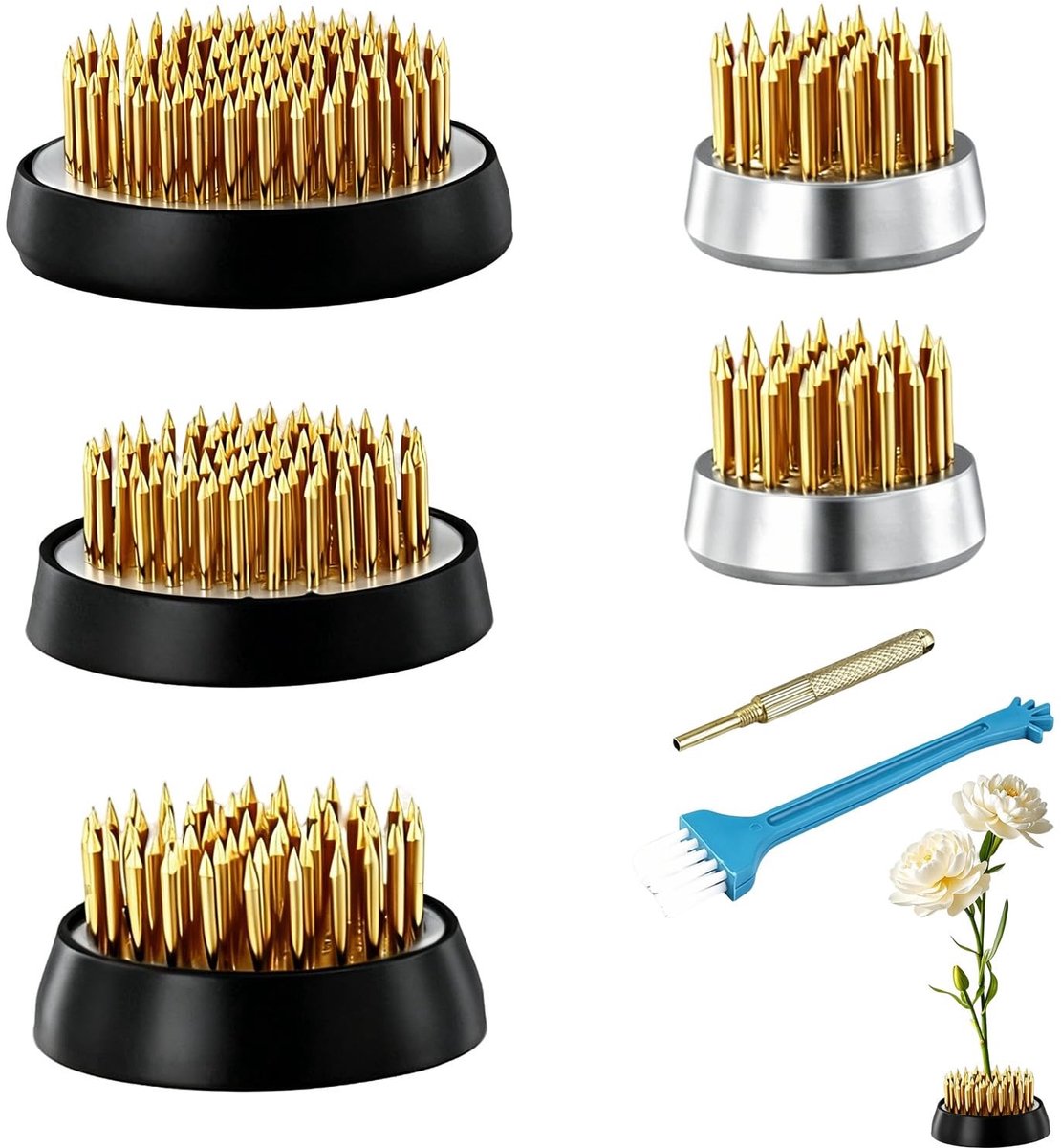 Solidchoice - Set van 5 Kenzan Bloemenhouders in Meerdere Maten