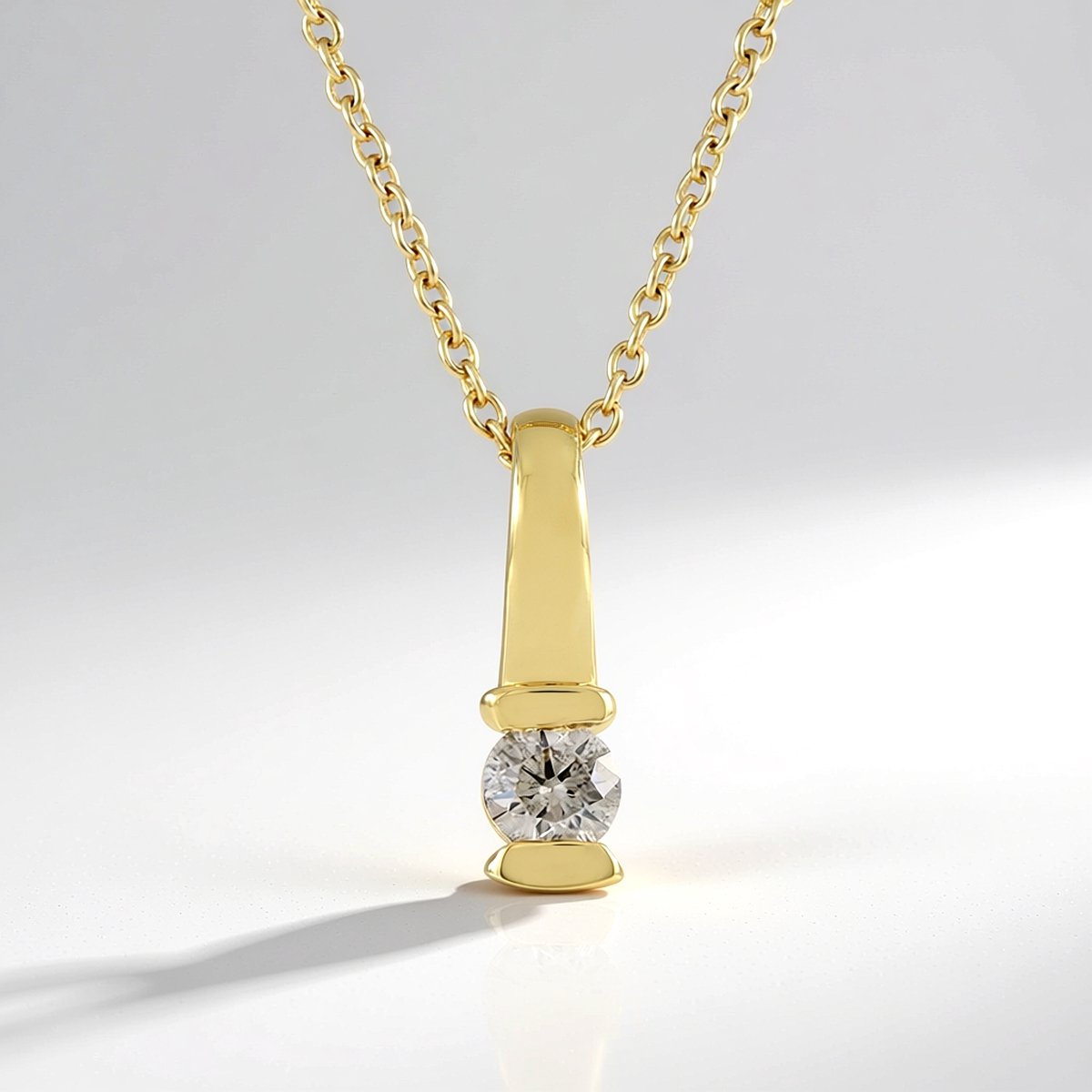 Cavill - Zilveren Ketting 45 cm - Verguld 925 Sterling Zilver - I2 Bruine Diamant 0,225 ct - Ronde Briljant Slijpsel - Luxe Damesketting