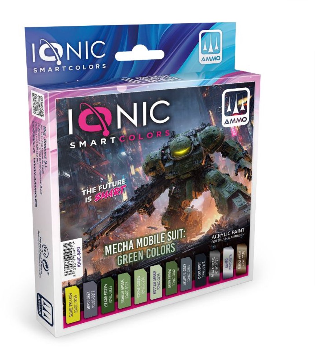 AMMO by Mig Jimenez Hobbyverf Acrylverf - MIG IO0457 Ionic Smart Colors - Mecha Mobile Suit Groene Kleurenset - Acryl Set 12x20ml Verf set - 12x 20 ml