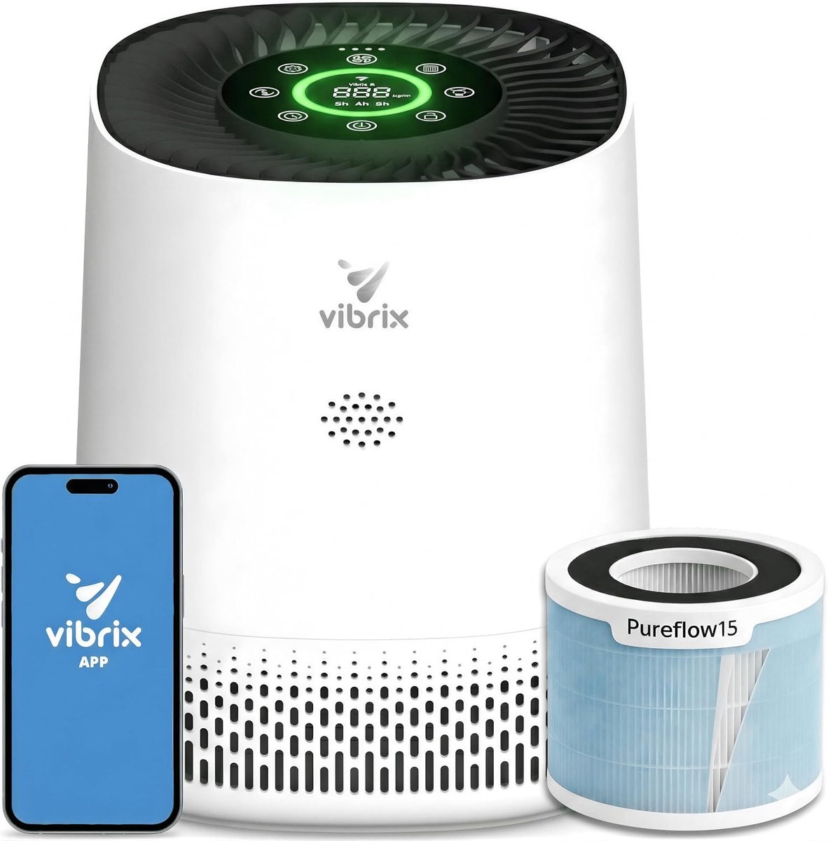 PureFlow15 luchtreiniger, 6-traps met HEPA H13, CADR 100 m³/u, app en wifi
