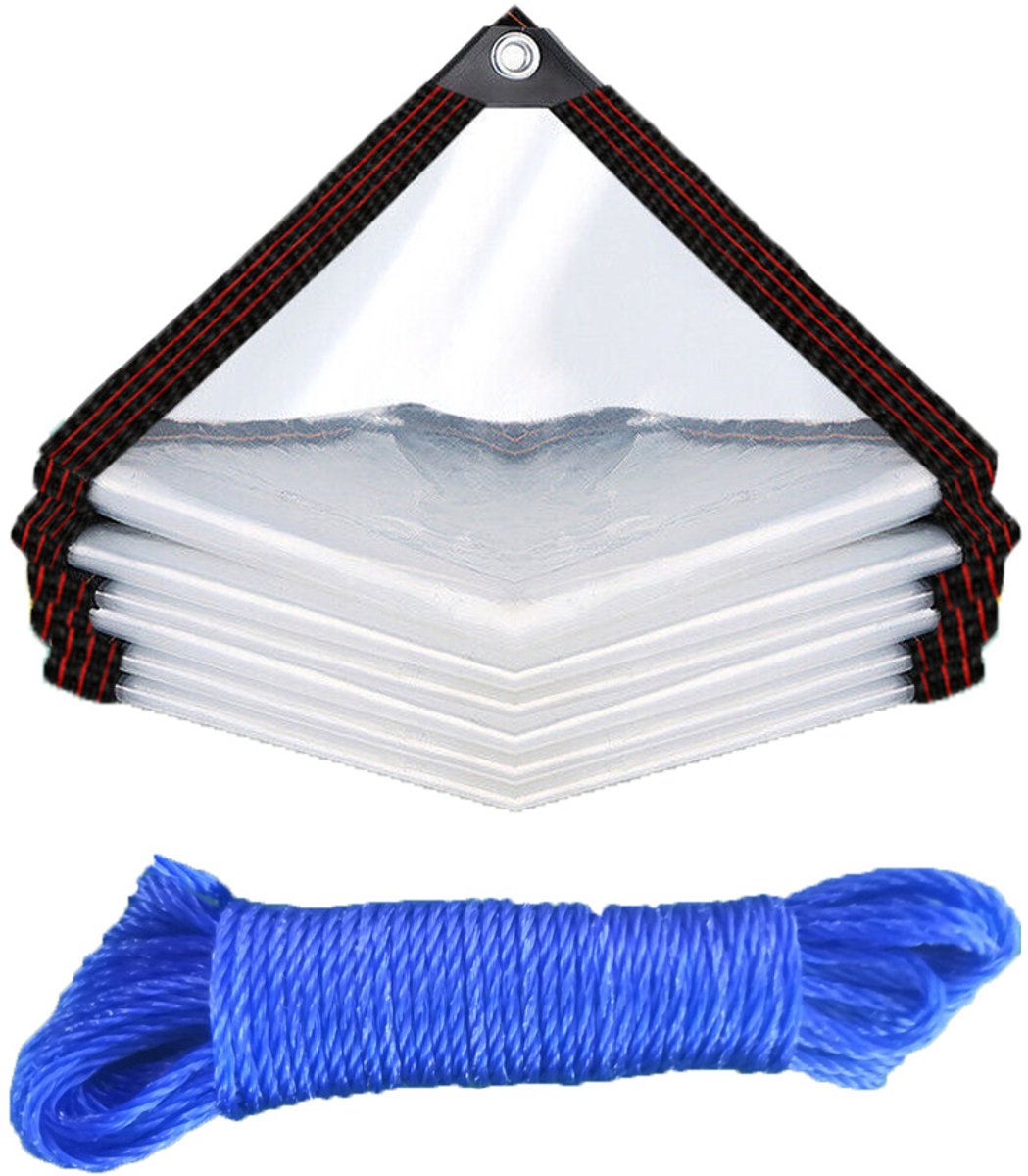 Transparant waterdicht zeil – Waterdicht plastic – Tuinzeil – Regenhoes voor kas – Stofhoes voor meubels – Isolatiehoes voor planten – Inclusief 1 touw – 3*3M