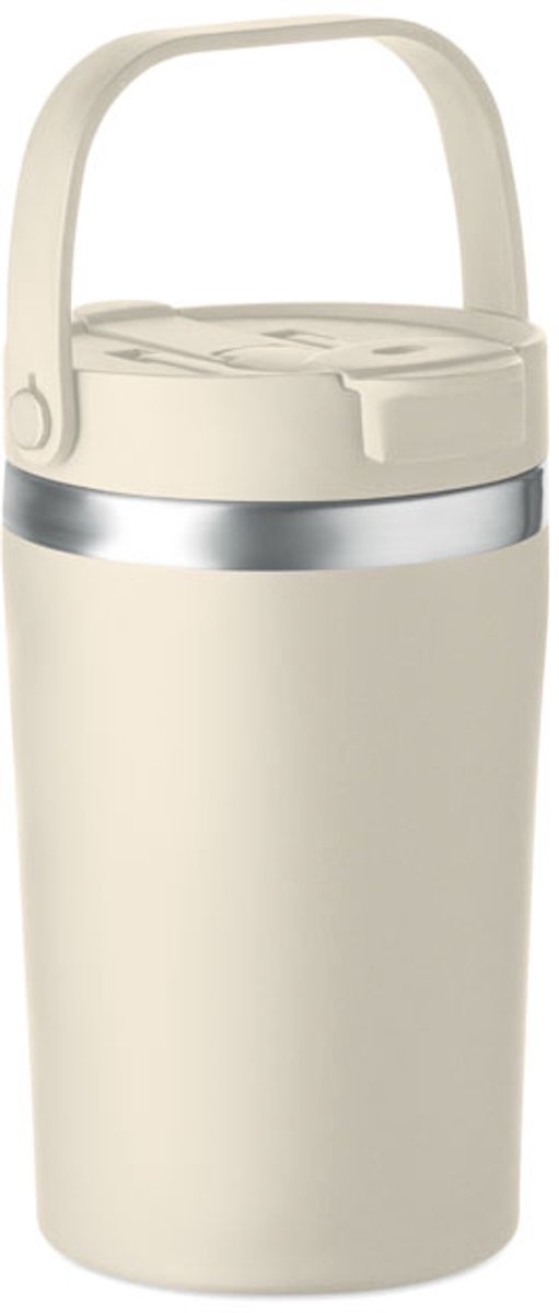 Dubbelwandige gerecyclede roestvrijstalen Koffie to Go beker 350 ML Beige