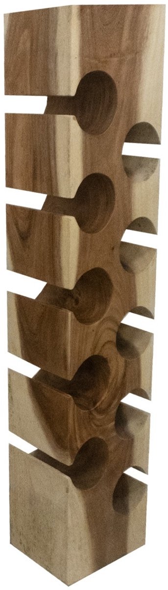 Wijnrek van Hout - Teakhout Suarhout Bruin - Staand Wijnrek Teak - 6 Flessen - 70 x 22 x 17 cm
