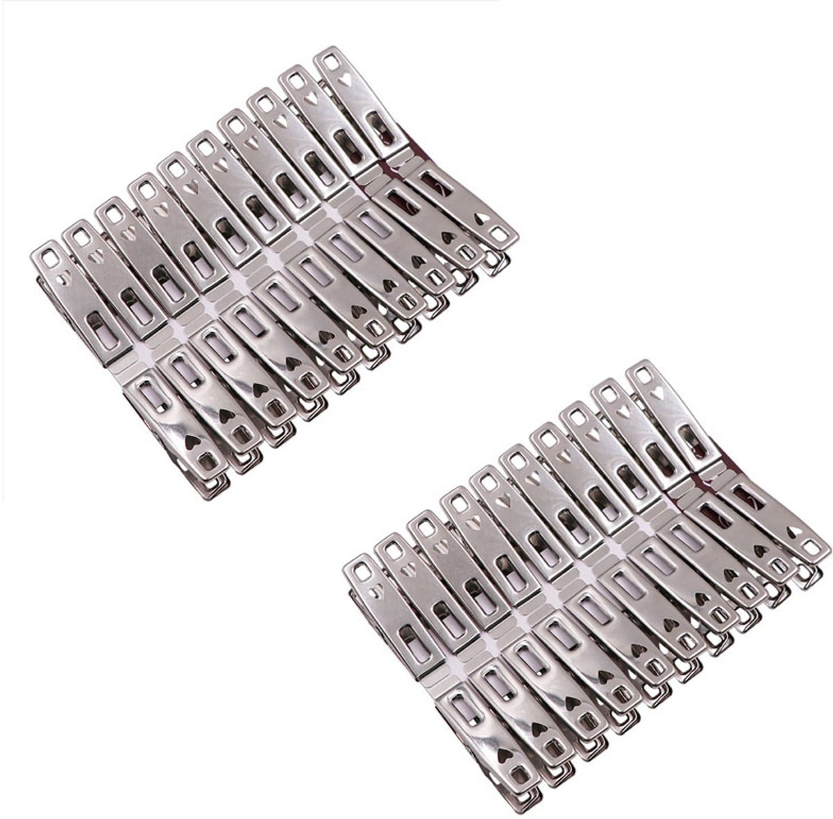 40-stuks Wasknijpers - RVS Wasknijpers - laarzenknijper - Multifunctionele metalen clip - 4.9 × 1 × 2.1cm - RVS - Gebruikt voor het luchtdicht verpakken van voedsel, het drogen van kleding en het vastklemmen van papier - Zilver