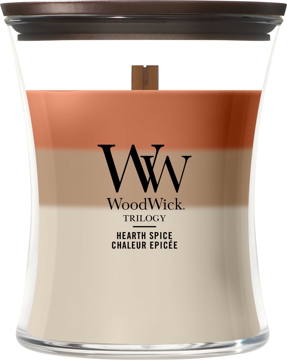 WoodWick Trilogy Hearth Spice Medium Geurkaars - 60 branduren Meerkleurig