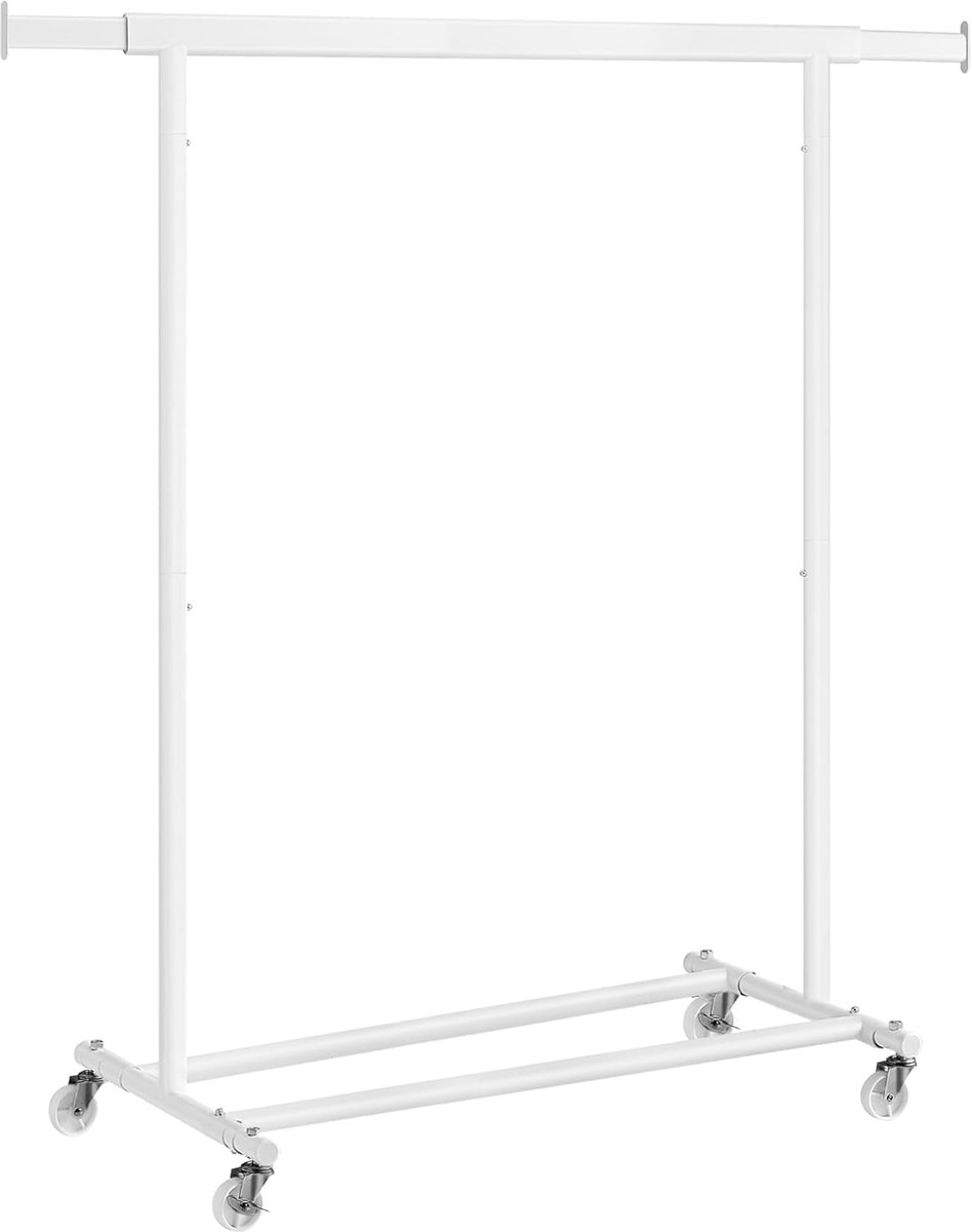 Uitschuifbaar Kledingrek op Wielen, 100 kg Draagvermogen, wit - PATAYE Collectie HSR013W01