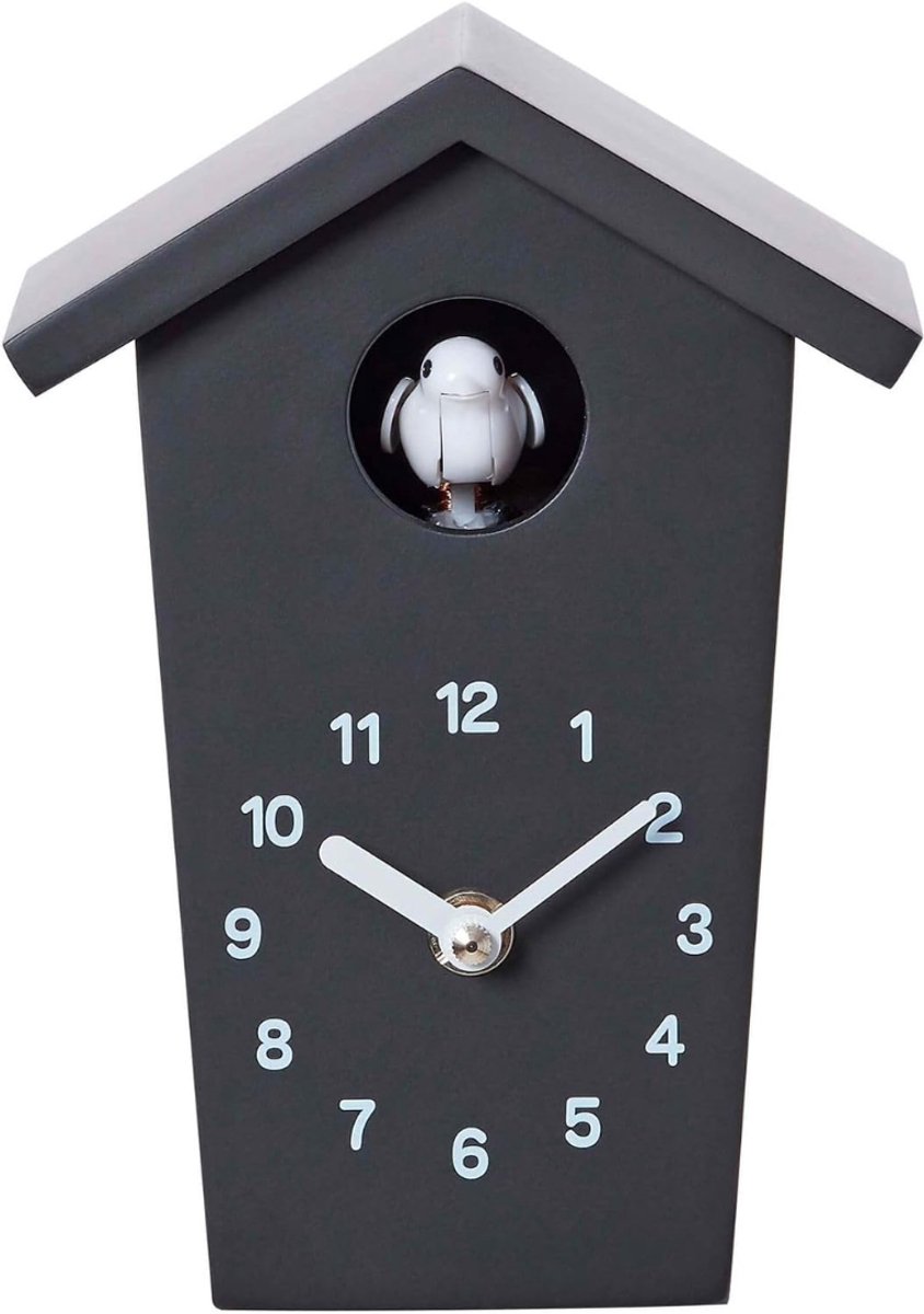 Lìon® Koekoek Klok - Minimalistische Koekoeksklok - Koekoeksklok Modern - Zwart - 17cm x 13cm x 9cm
