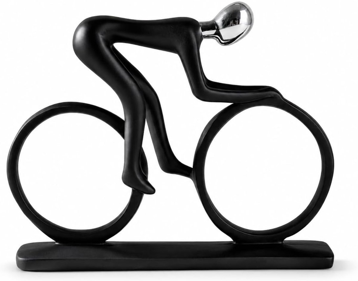 Fietsornament - Minimalistisch zwart beeldje - Stijlvolle bureaudecoratie - Geschikt voor boekenplanken, salontafels en kantoren - Modern kunstwerk - Cadeau voor mannen - Unieke woondecoratie