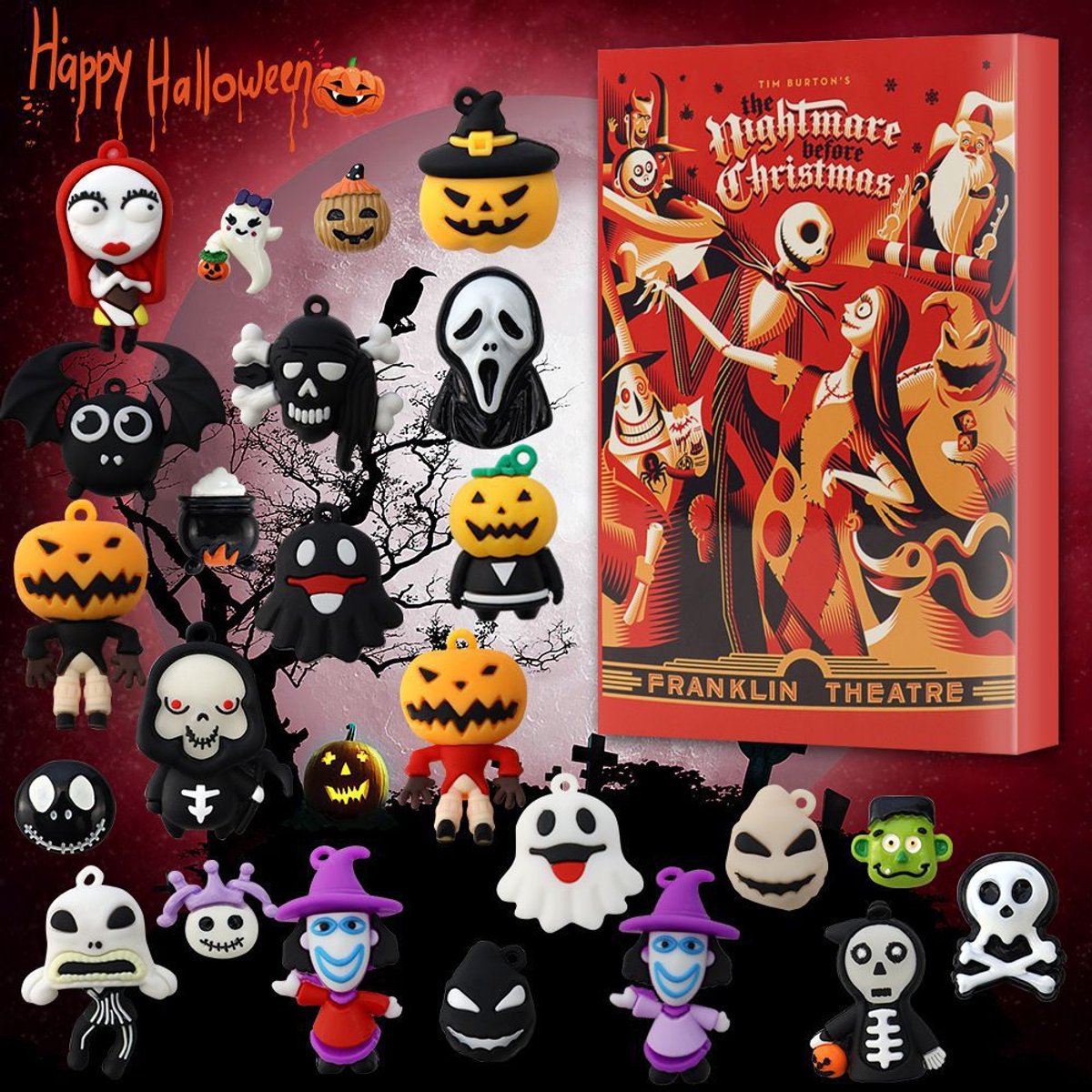 Daity Halloween-blindbox 2026 – Aftelkalender-ornament voor Halloween – Halloween-decoratieset – Leuke aftelkalender met griezelige figuurtjes voor volwassenen, jongens en meisjes