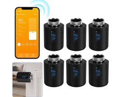 Slimme Thermostaatkraan voor Radiator – WiFi, App en 6 Modi – Zwart – 6-pack