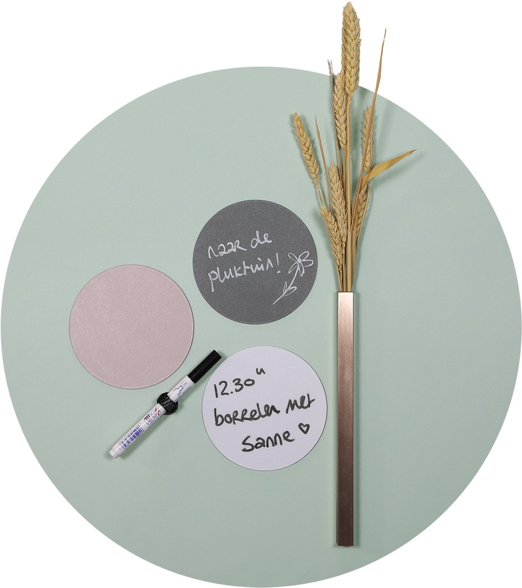 Design Magneetbord Rond - Pastel Groen - Rond - 40cm - Kamer26