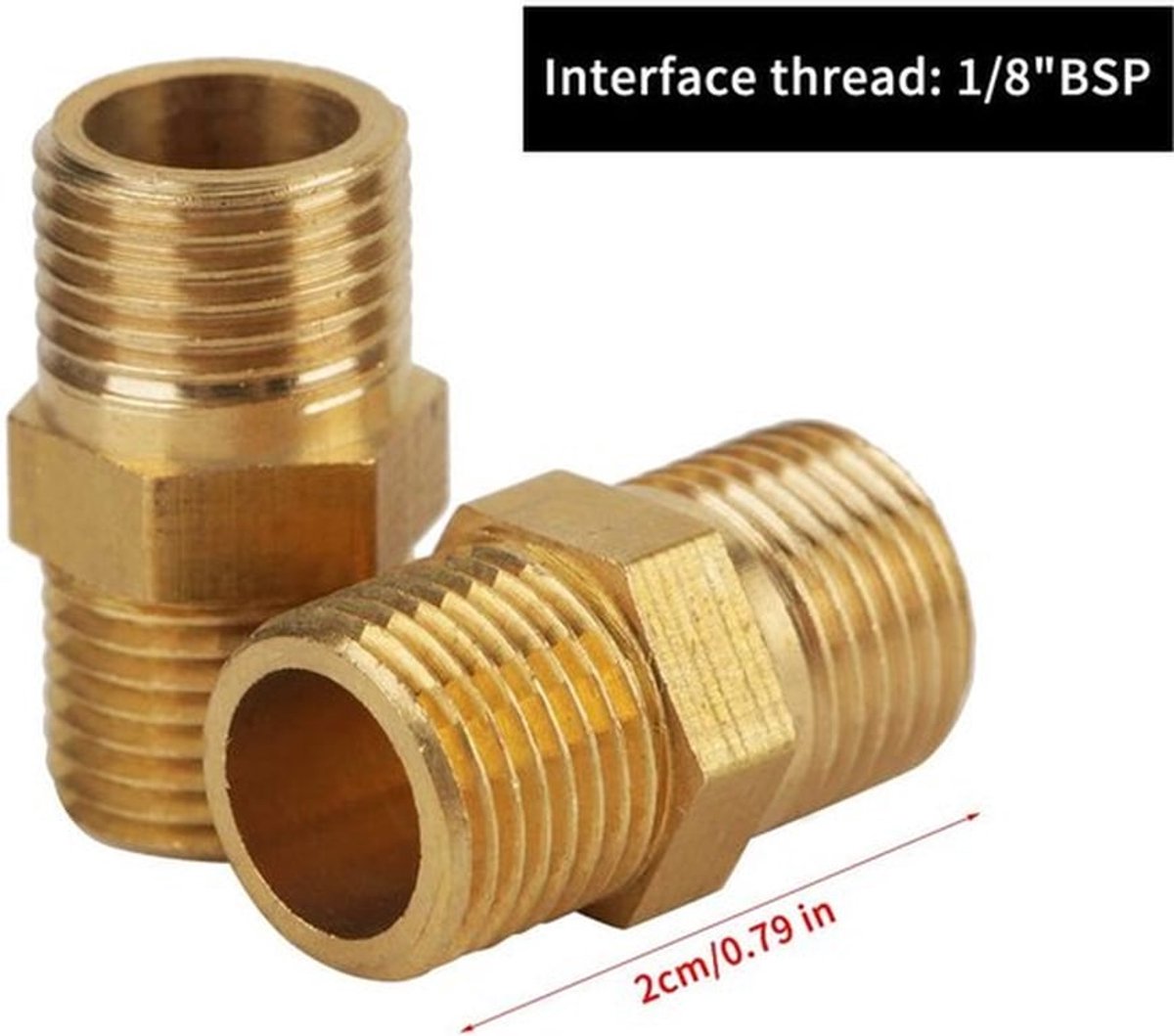 Nippel 1/8 BSP - Messing - Set van 20 - Snelle adapter - Schroefdraad - Duurzaam - 2 cm lengte - Fittingen