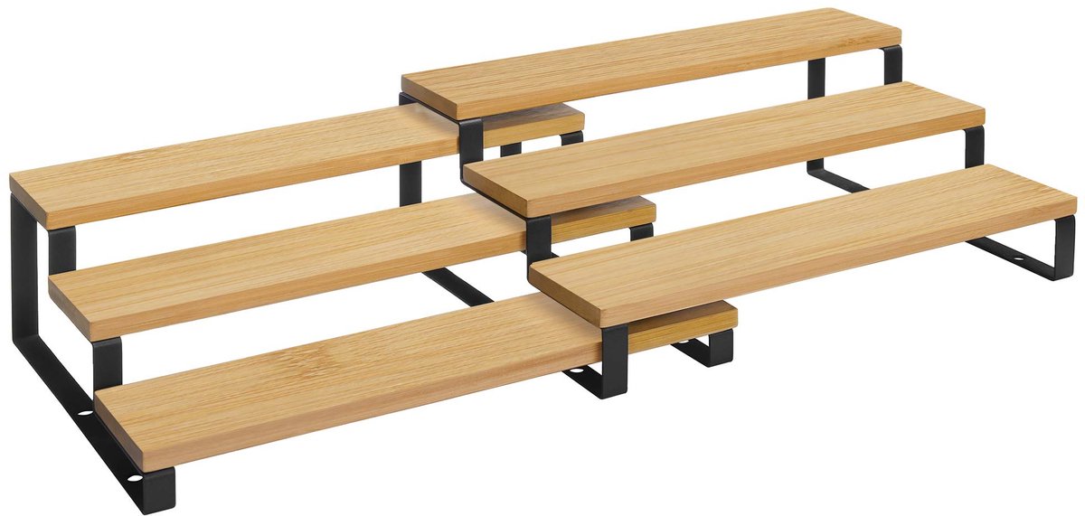 Famanu – Kruidenrekken set van 2, bamboe, met 3 planken, uitschuifbaar, ideaal voor kruiden en specerijen