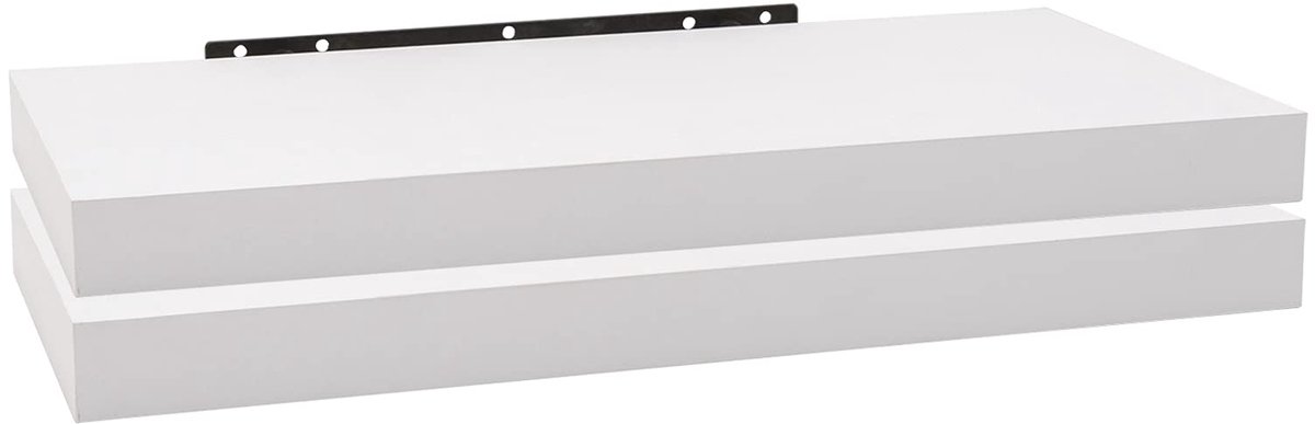 Famanu Set van 2 wandplanken, zwevende boekenplanken, 50x23x3,8 cm, wit, ideaal voor decoratie en opslag