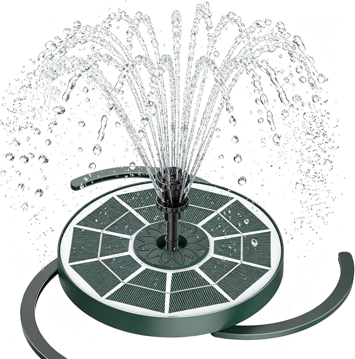 Waterfontein voor kat - Donkergroen - 3,5 W - Glas Zonnepaneel met Accu - Voor Tuin en Vijver
