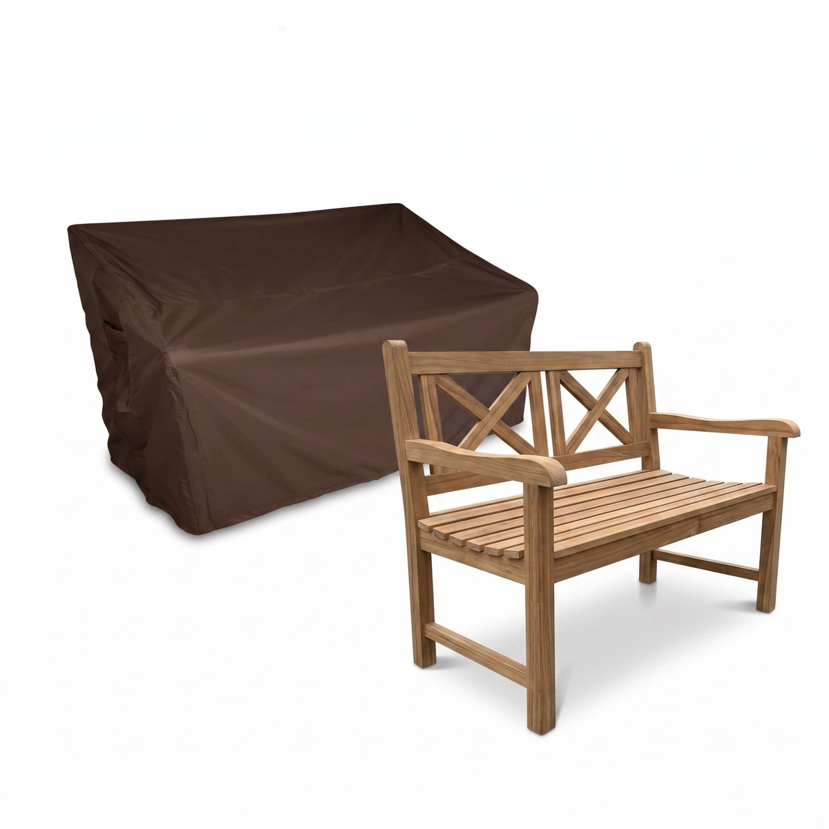 InfraDeskTra Tuinbankhoes recht 600D Luxe Donker Bruin - 200 x 75 x 95/65 Grijs