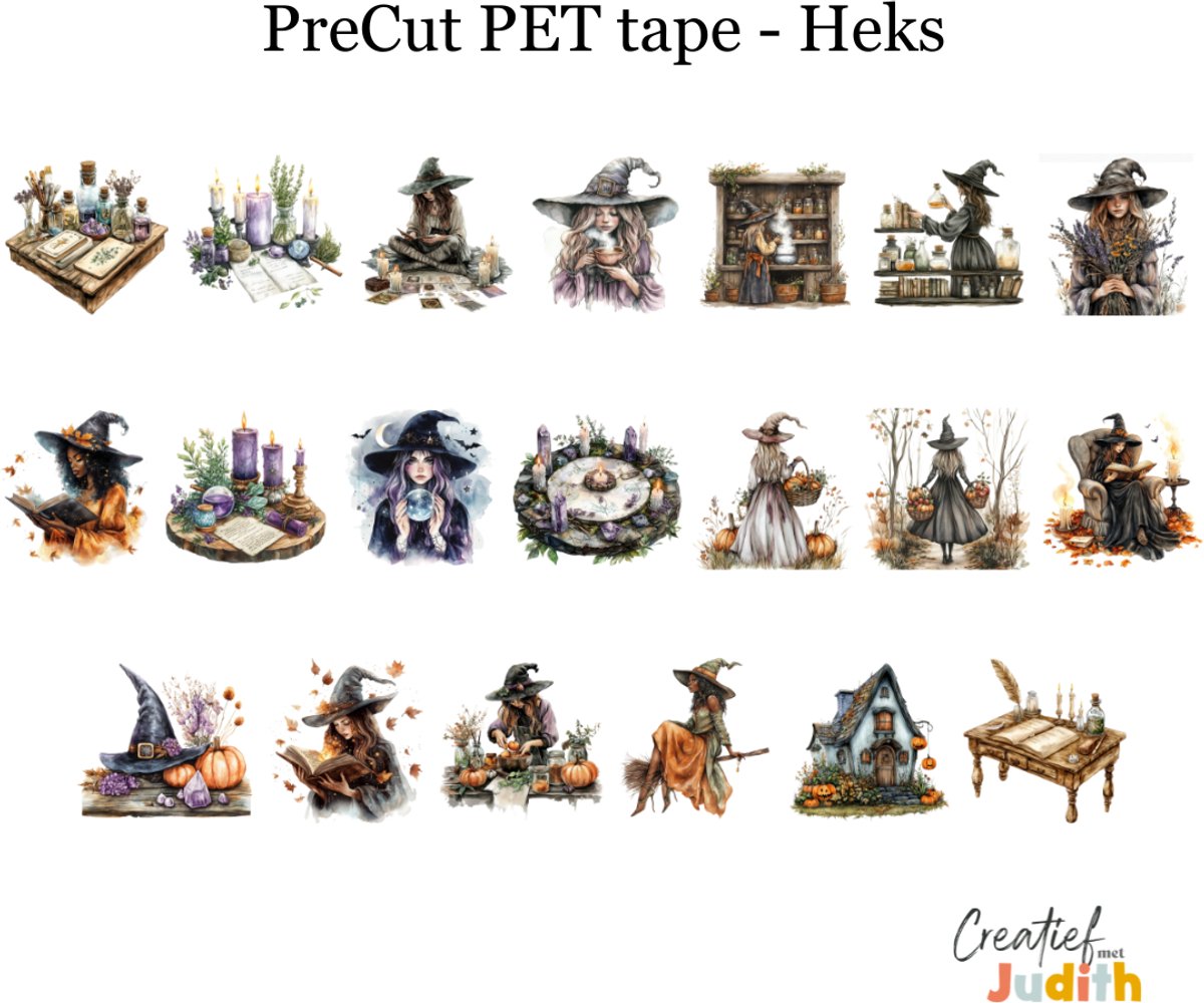 Bullet Journal Pet Tape Heks - Planner Agenda Stickers - Fantasy stickers - Transparante stickers 2mtr - Scrapbook stickers - Doorzichtige Deco stickers - Pre-cut stickers - volwassenen en kinderen