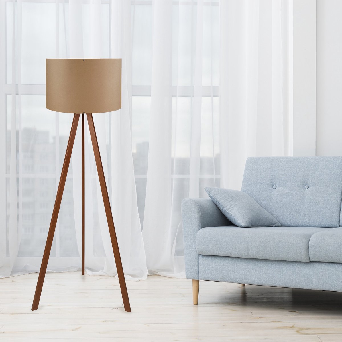 Asir - Vloerlamp - Lichtbruin en Bruin - 38 x 38 x 20 cm