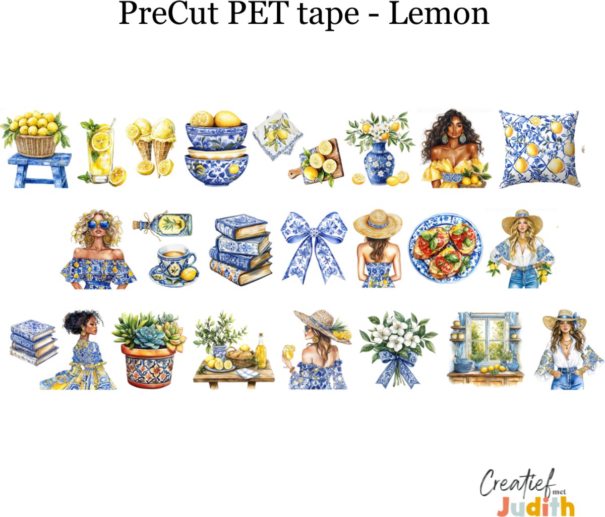 Bullet Journal Pet Tape Lemon - Planner Agenda Stickers - spanje vakantie stickers - Transparante stickers 2mtr - Scrapbook stickers - Doorzichtige Deco stickers - Pre-cut stickers - volwassenen en kinderen