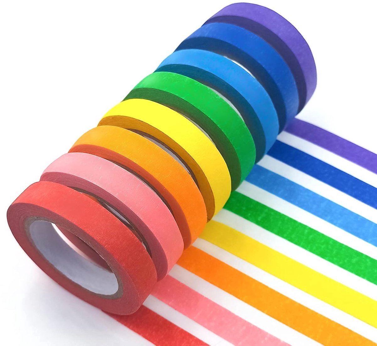 Afplaktape - 1.5 cm*20m - Kleurrijke afplaktape - gekleurde tape - plakband - tape - schilderstape - kleurrijke knutseltape - kunstpapiertape - kunstbenodigdhede