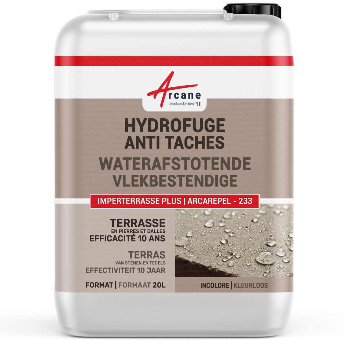 Waterafstotende olieafstotende behandeling voor terras - Oplosmiddelhoudende waterafstotende behandeling met langdurig effect: A