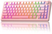 EPOMAKER x AULA F75 - Roze - Mechanisch Draadloos Toetsenbord - RGB - 75% - QWERTY - Gaming Keyboard - Reaper Switch