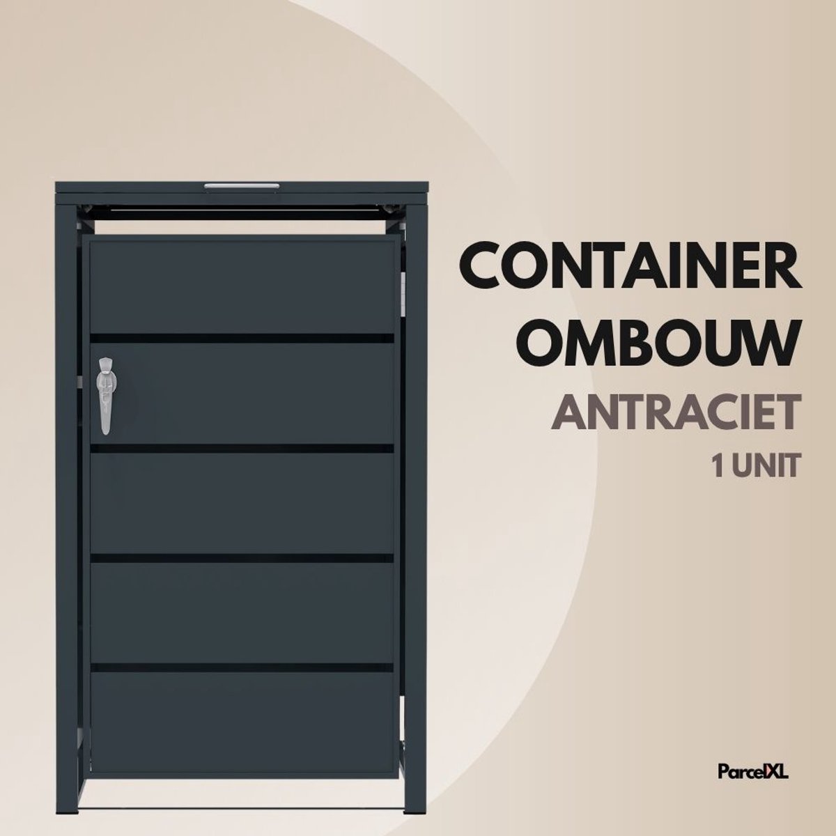 ParcelXL Kliko Ombouw 240L – Containerombouw voor 1 Afvalcontainer – Metaal Antraciet – Bovenklep & Afsluitbaar