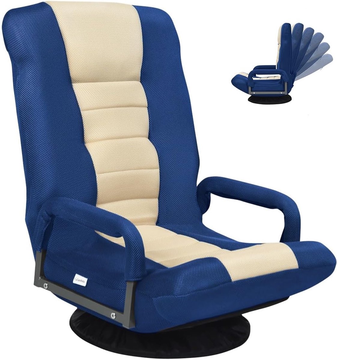 COSTWAY Vloerstoel, 360 graden draaibaar, vloerstoel met 6-voudig verstelbare rugleuning, gamestoel gevoerd, vloerbank, meditatiestoel, tot 140 kg belastbaar, Lazy Sofa (blauw)