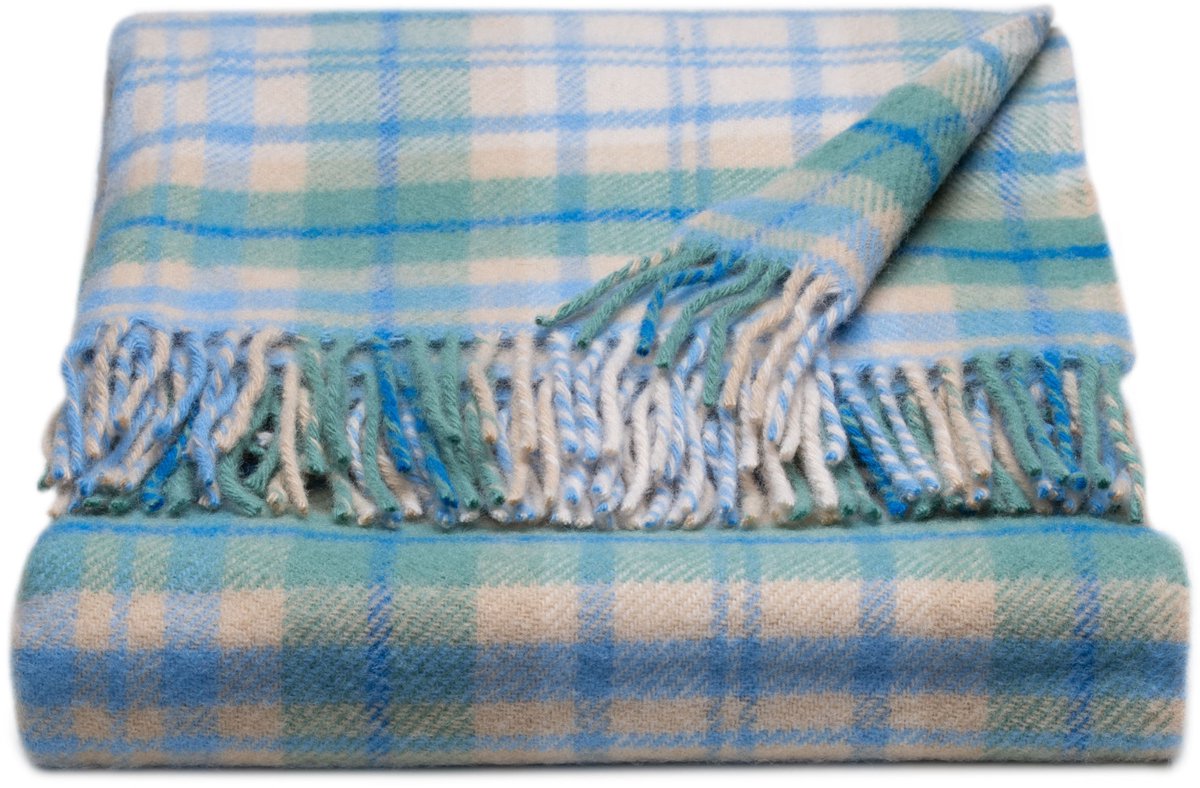WOOOL Luxury Plaid - COTTAGE CHECK (Blue) - 150x183cm