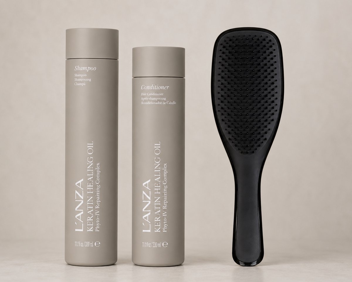 L'ANZA Keratin Healing Oil Lustrous Duo Set - 300+250ml + Tangle Teezer