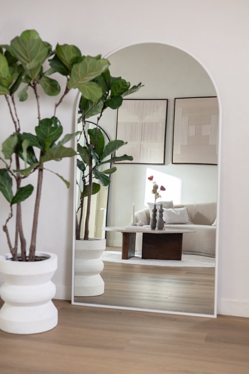 Marblome boog spiegel off white met omlijsting 180x100