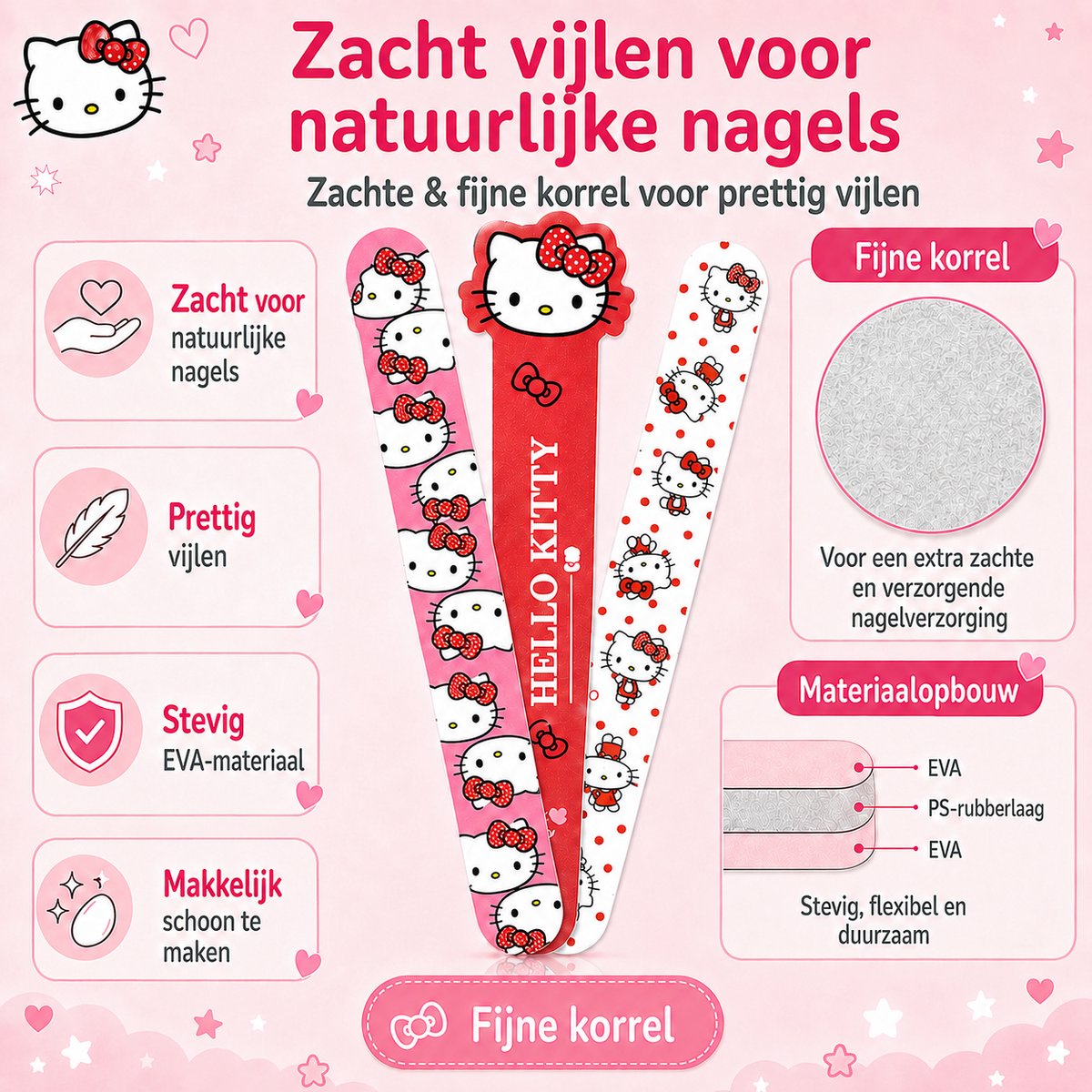 Hello Kitty Nagelvijl Nagelverzorging- 3 Stuks - Manicure Nagel vijl — cadeau in Verzorging - foto 3