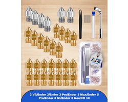 30 stuks mondstukken 0,4 mm 0,2 mm 0,6 mm , 3D-printer messing roestvrijstalen hot-end mondstukken voor Creality Ender 3 V2 /Ender 3/Ender 3 Pro/Ender 3 Max/Ender 5 Pro/Ender 3 S1/Ender 3 Neo/CR 10