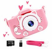 Kiddl Kindercamera HD 1080P - Digitale Speelgoedcamera met 32GB SD-kaart - Selfiecamera - Foto & Video - Kinderfototoestel Roze