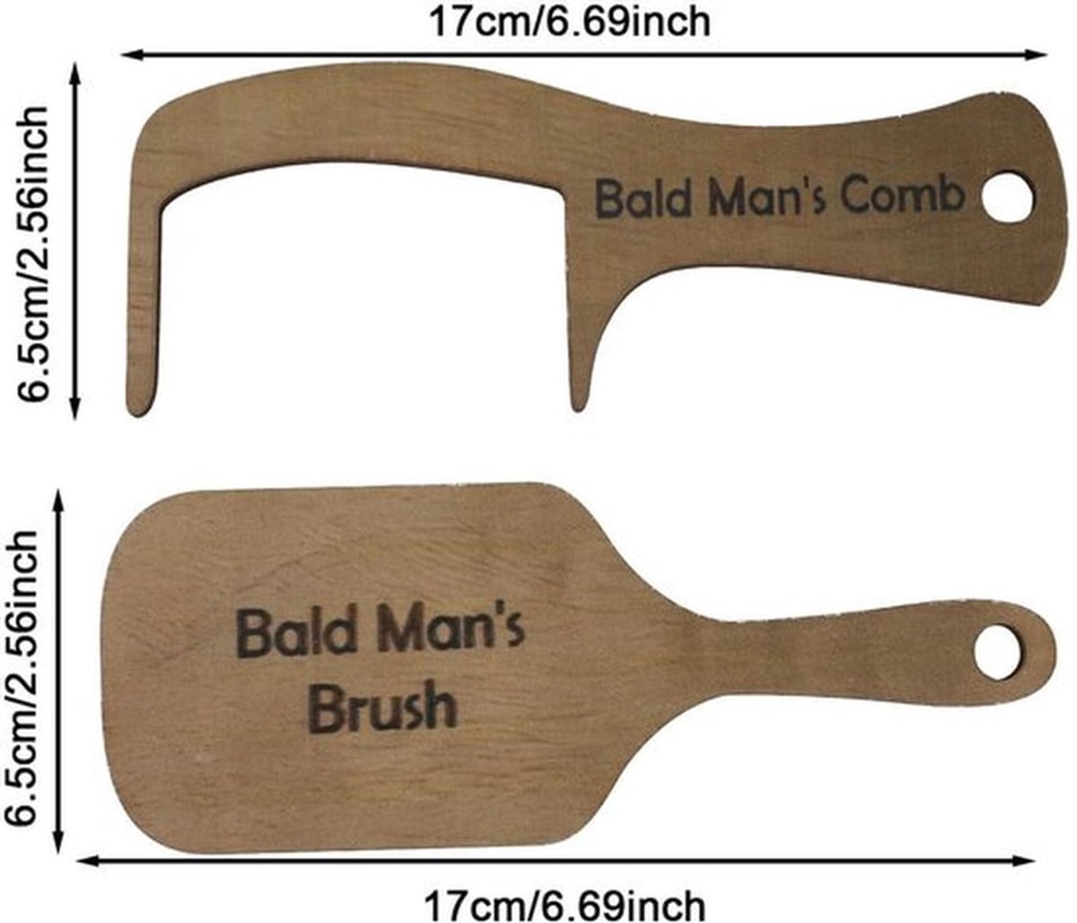 Kaalhoofdkam Grappig - Kaalhoofdborstel - Houten Kam - Lichtgewicht - Cadeau voor Kale Mannen - Pakketgrootte 17x6,5 cm - Grappige Kam