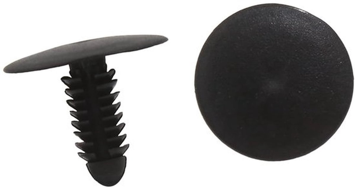 Klinknagels 8 mm - Kunststof - Zwart - 20 Stuks - Lichtgewicht - Geschikt voor voertuigen - Bevestigingsmiddelen