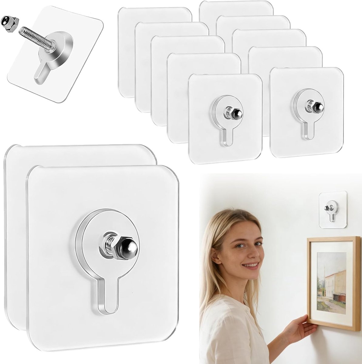 KZQ 25 Transparante Waterdichte Plakhaakjes voor Wand, Herbruikbaar tot 6 kg, Geschikt voor Keuken, Badkamer, Slaapkamer en Fotolijsten