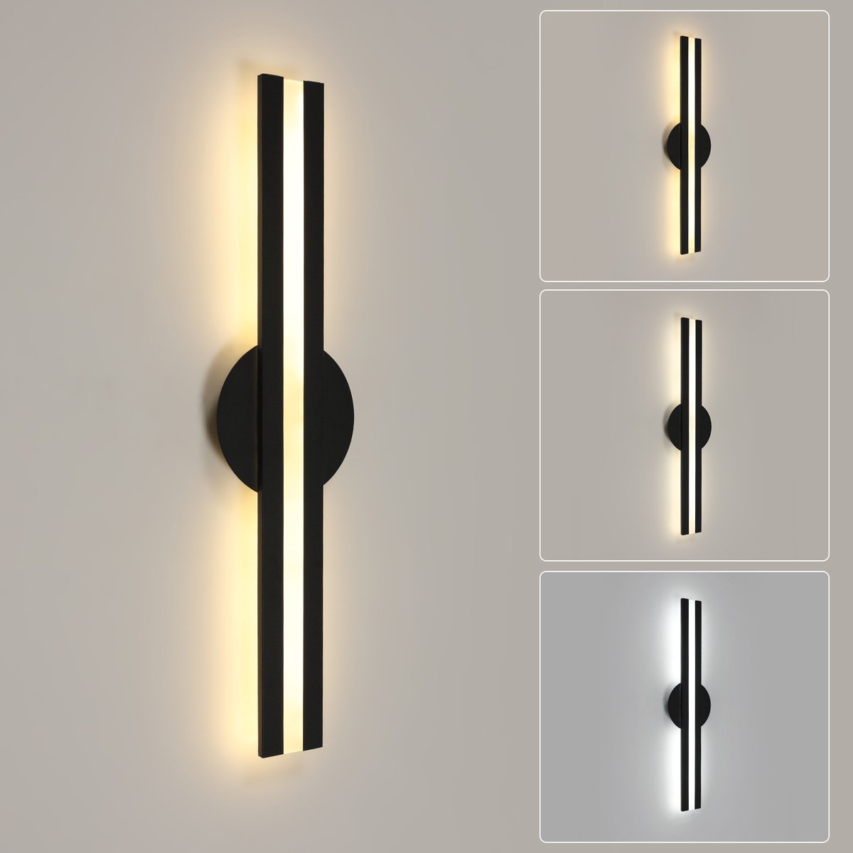 Riserva LED Wandlamp modern minimalistisch langwerpig zwart aluminium 18W driekleuren 3000/4500/6500K Ra80, voor studeerkamer, slaapkamer, woonkamer, eetkamer, keuken