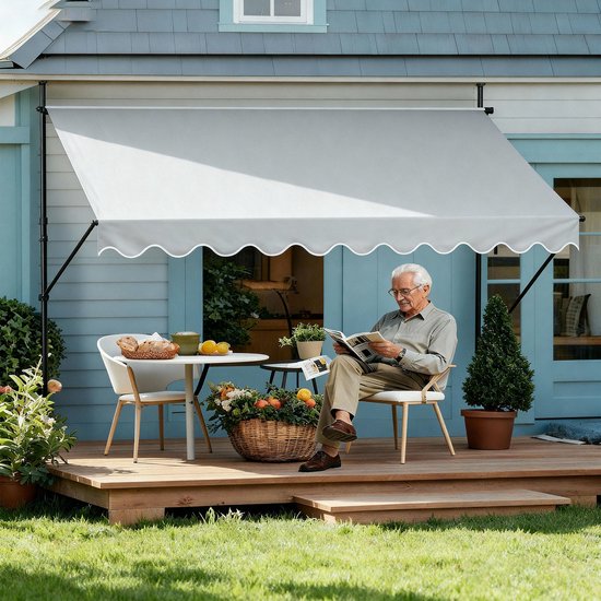 Klemluifel - Balkon zonwering - Terras schaduw - Geen boren nodig - 300 x 120 cm - Grijs — afbeelding 3