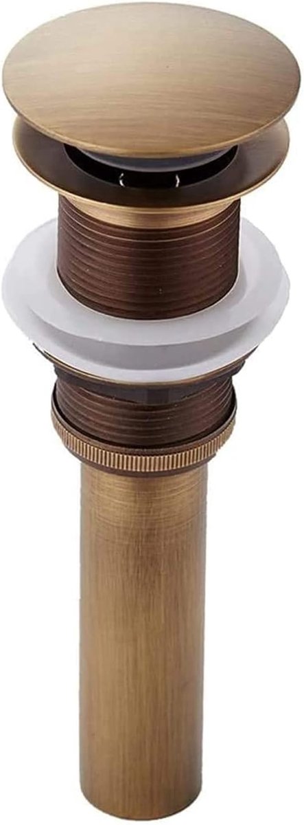 Massieve Messing Pop-up Afvoerstop - Vintage Wastafelplug Zonder Overloop - Retro Badkamer Kraanstop voor Wastafel en Bad