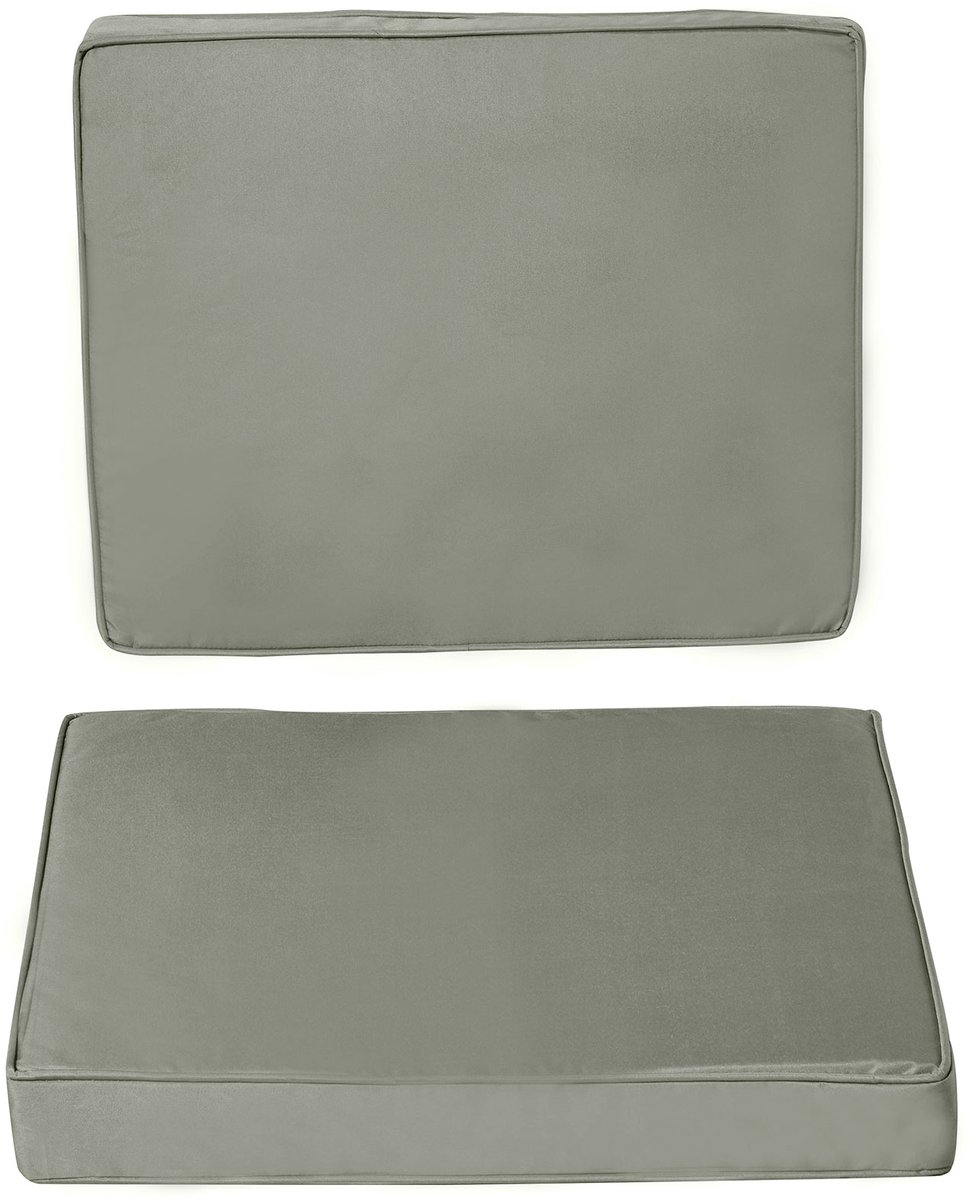 Zitkussen en Rugkussen Set van 2 voor Tuinmeubelen - afneembare en wasbare zit- en rugkussens - polyester - 56x52/56x46 cm - donkergrijs